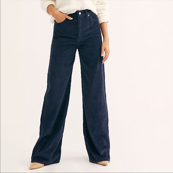 Levi's Pants - Levi’s Ribcage Wide Leg Navy Corduroy Pants